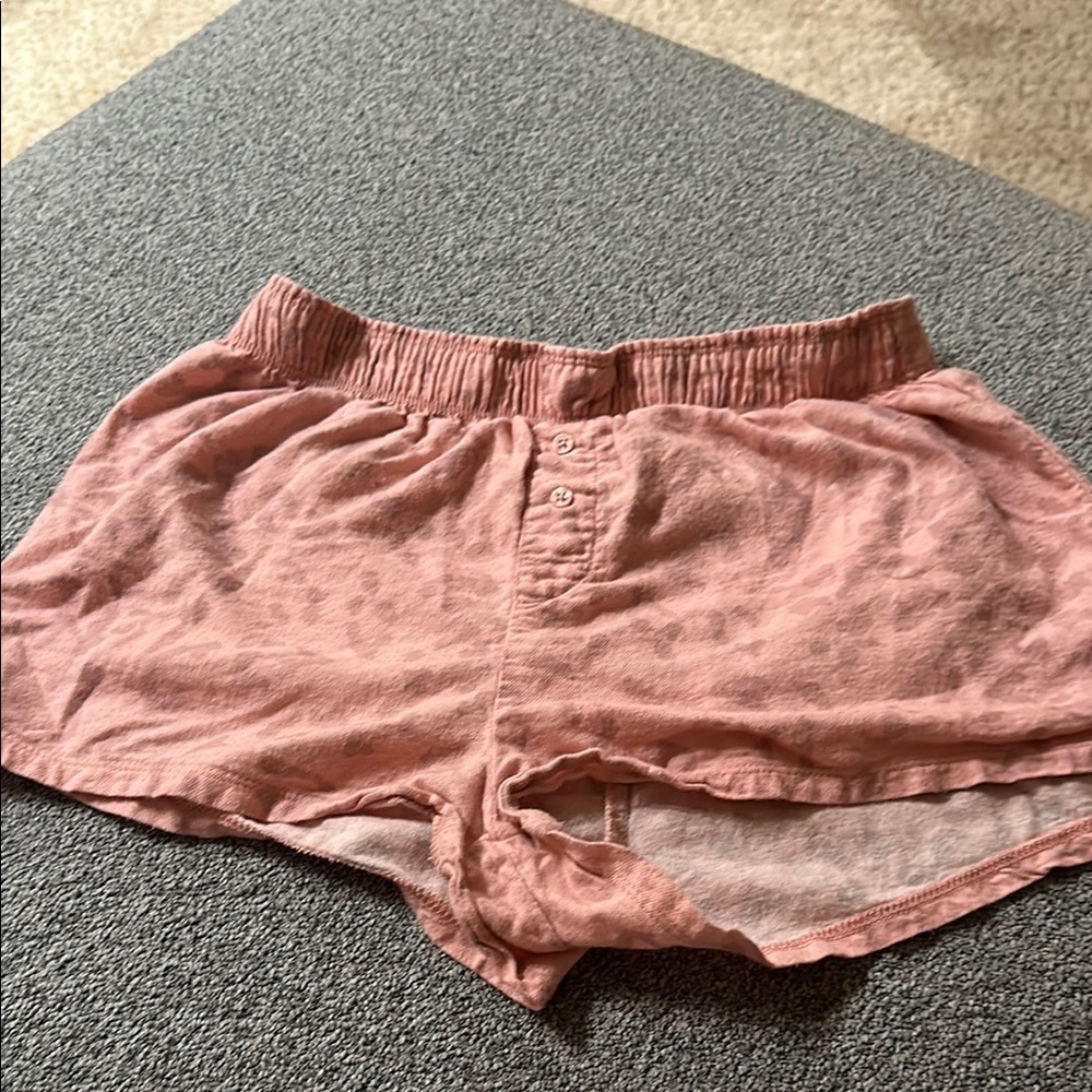 Pink Button-Front Shorts